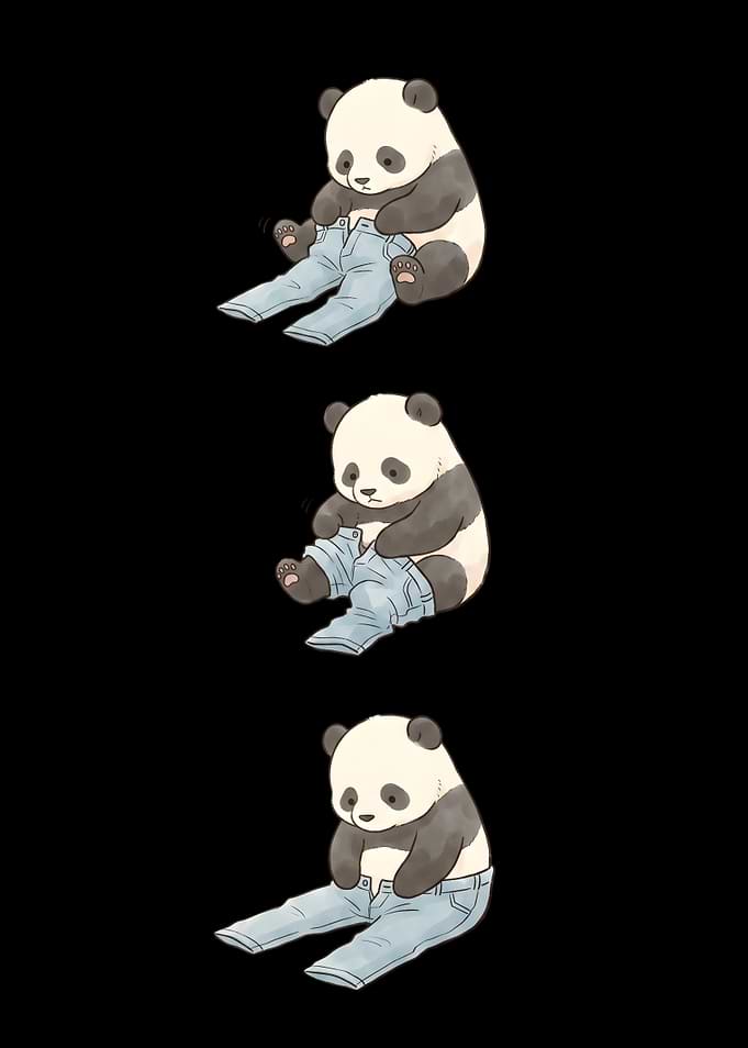 Panda Trying on Jeans Illustration