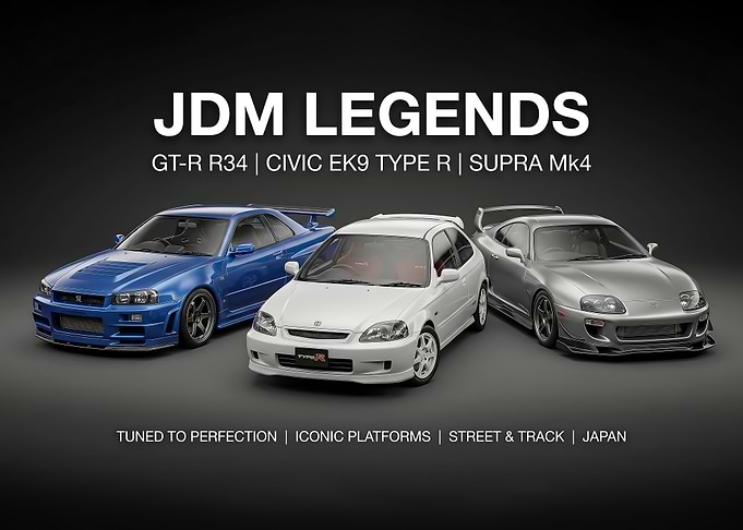 JDM Legends r34 ek9 mk4 Poster
