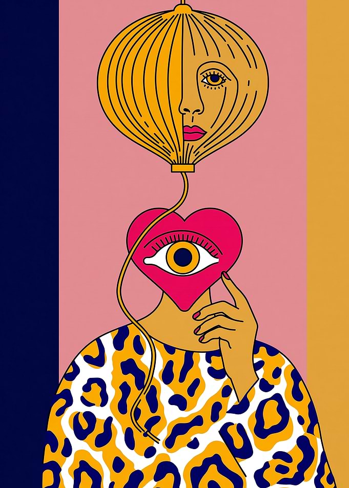 Surreal Portrait with Heart and Eye