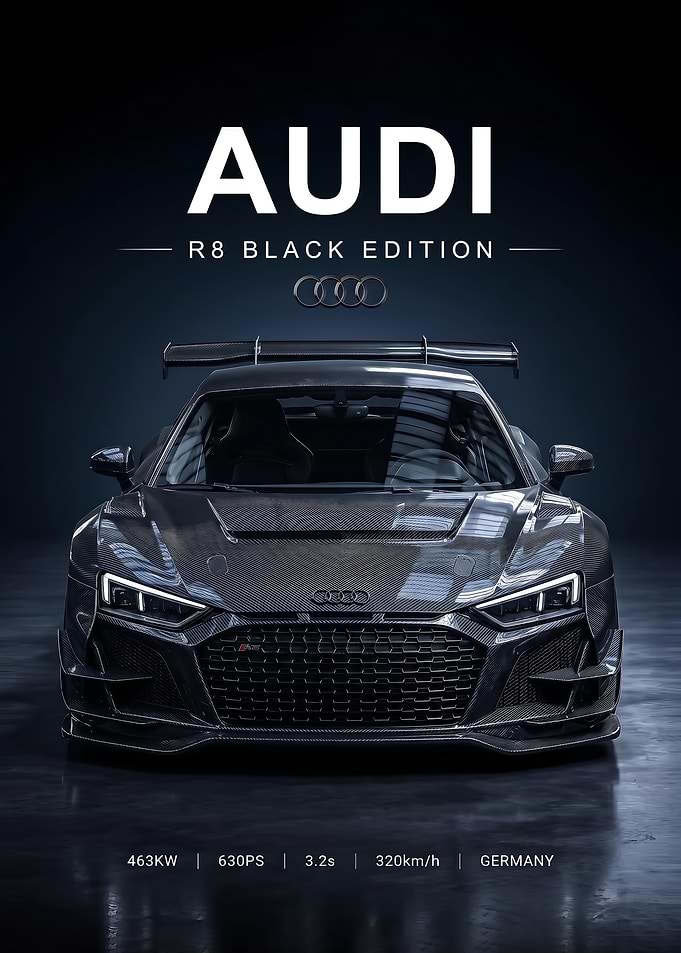 dark race Audi R8 Black Edition Carbon Fiber