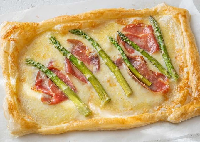 Asparagus and Prosciutto Puff Pastry Tart