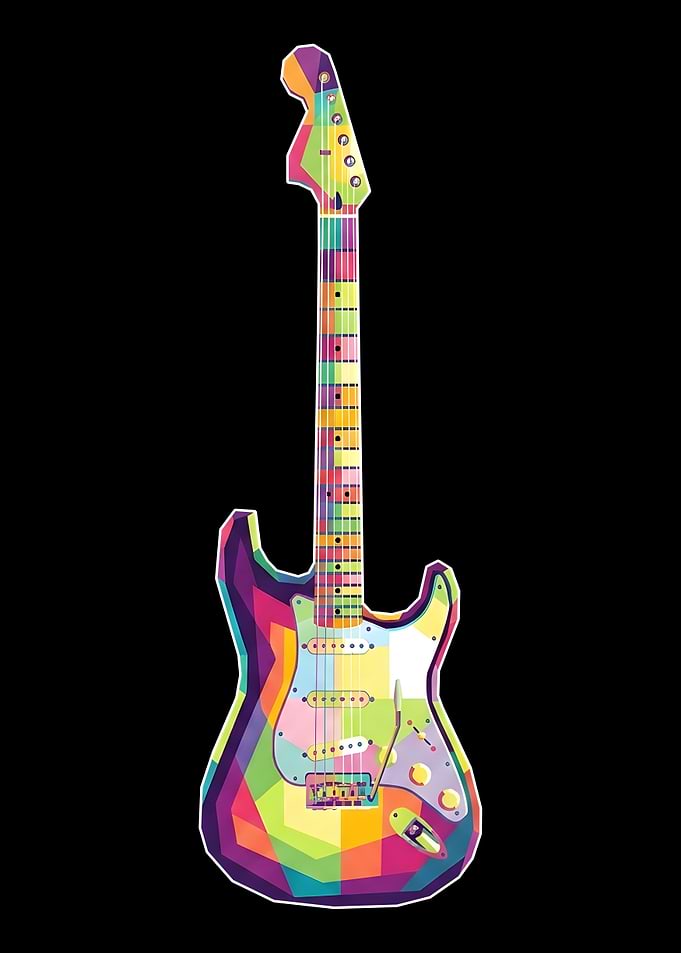 Colorful Electric Guitar Pop Art