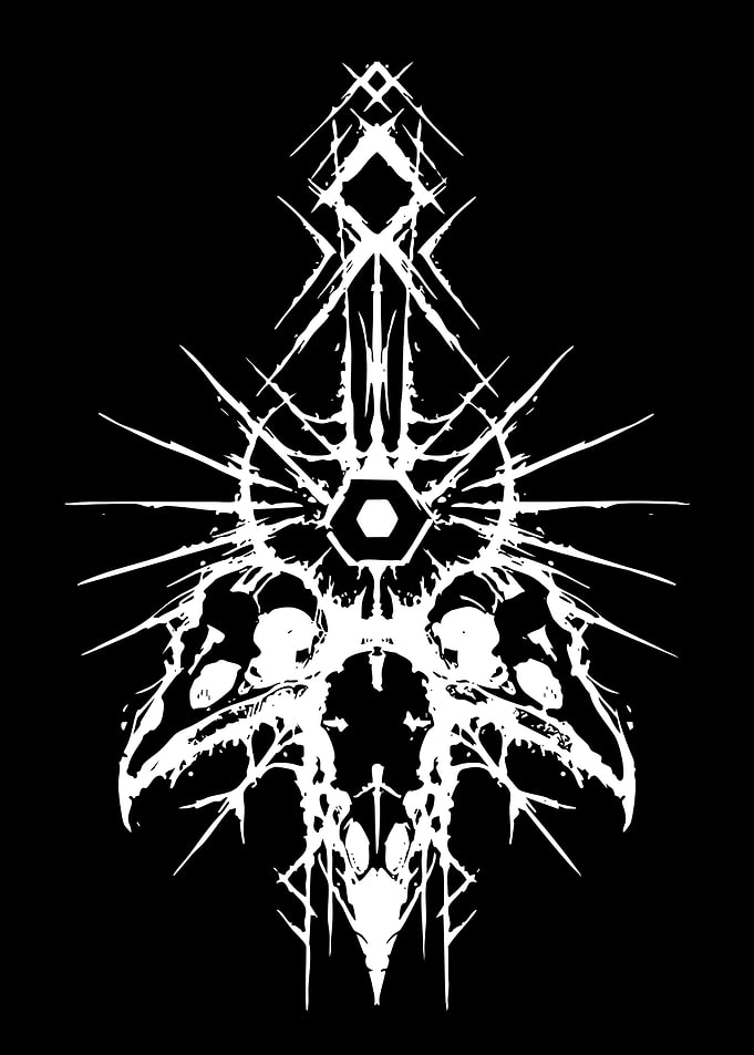 Abstract White Symbol on Black Background