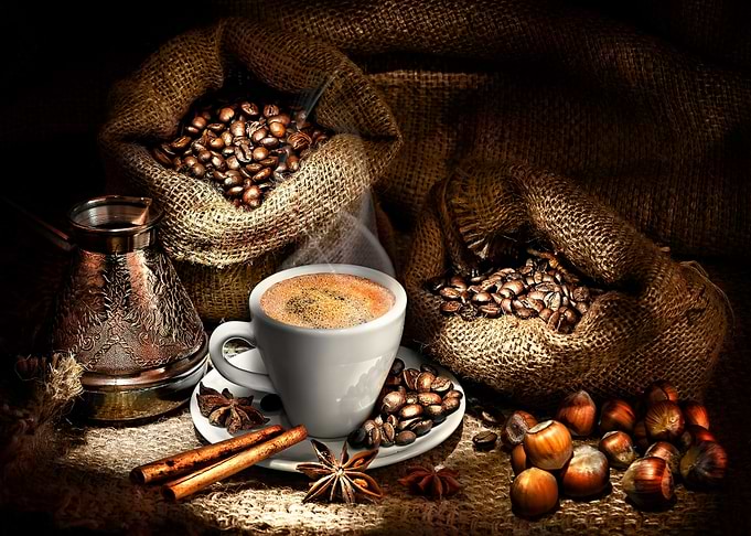 Coffee Beans and Turkish Coffee Pot