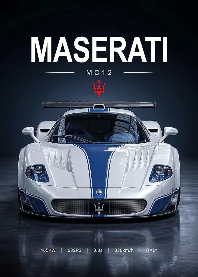 sleek race Maserati MC12 Supercar Poster