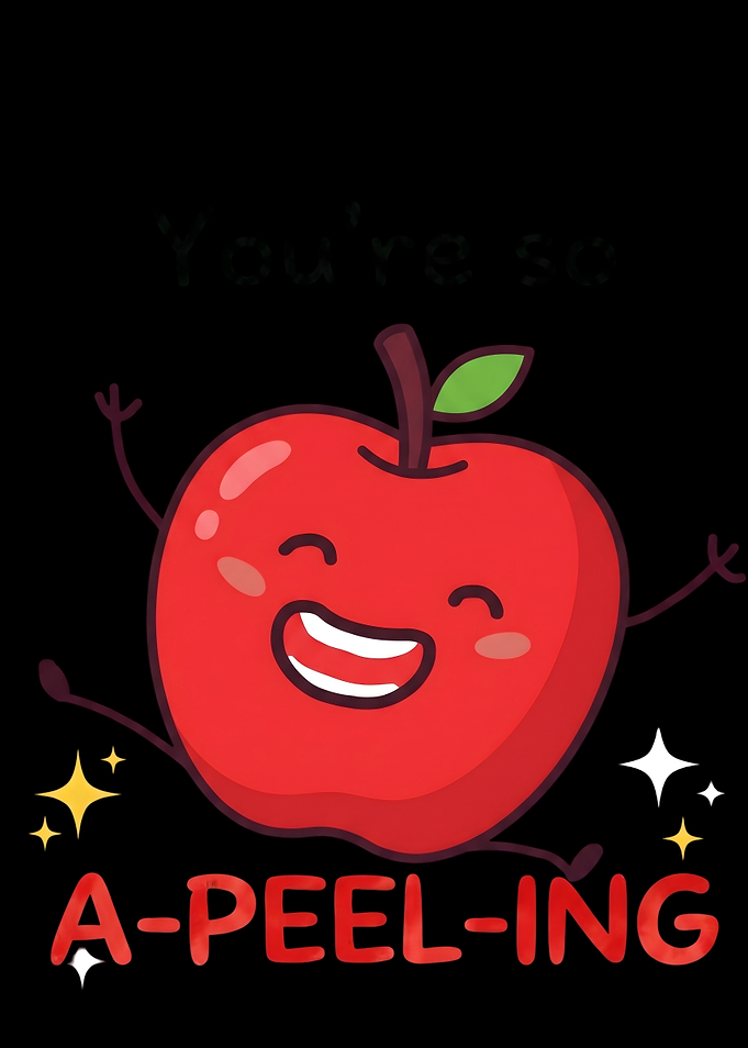 Cute Happy Apple A-Peel-Ing Pun Illustration