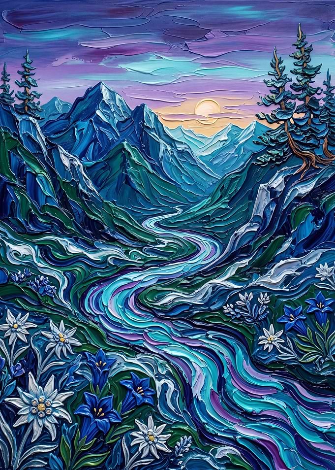 Impressionist Mountain Landscape Painting