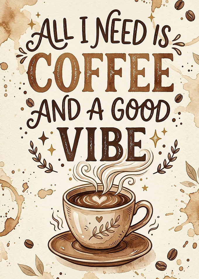 Coffee and Good Vibes Text Art
