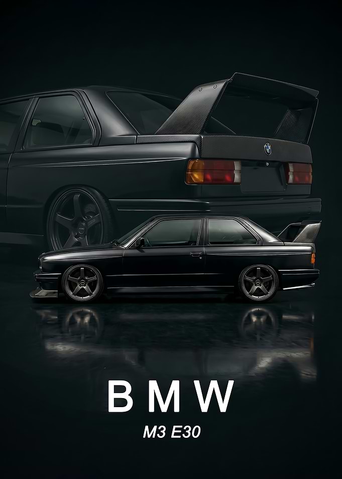 Sleek Black iconic M3 E30 car Poster