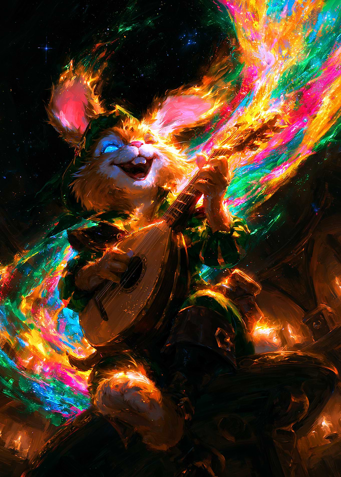 Fantasy Bard Rabbit Playing Music