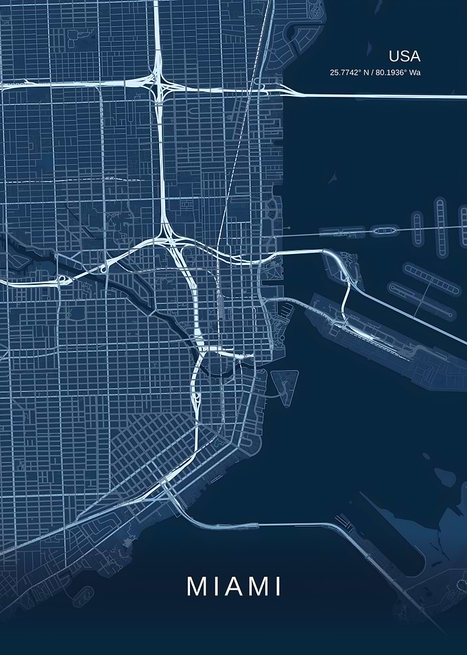 Miami City Map Art