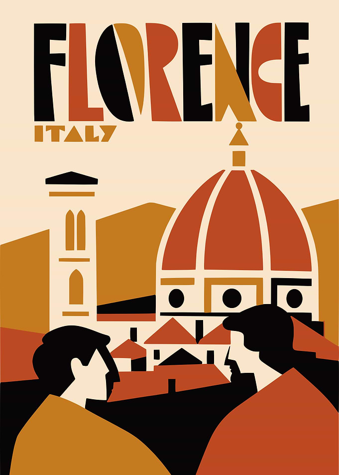 Florence Italy Vintage Style Travel Poster