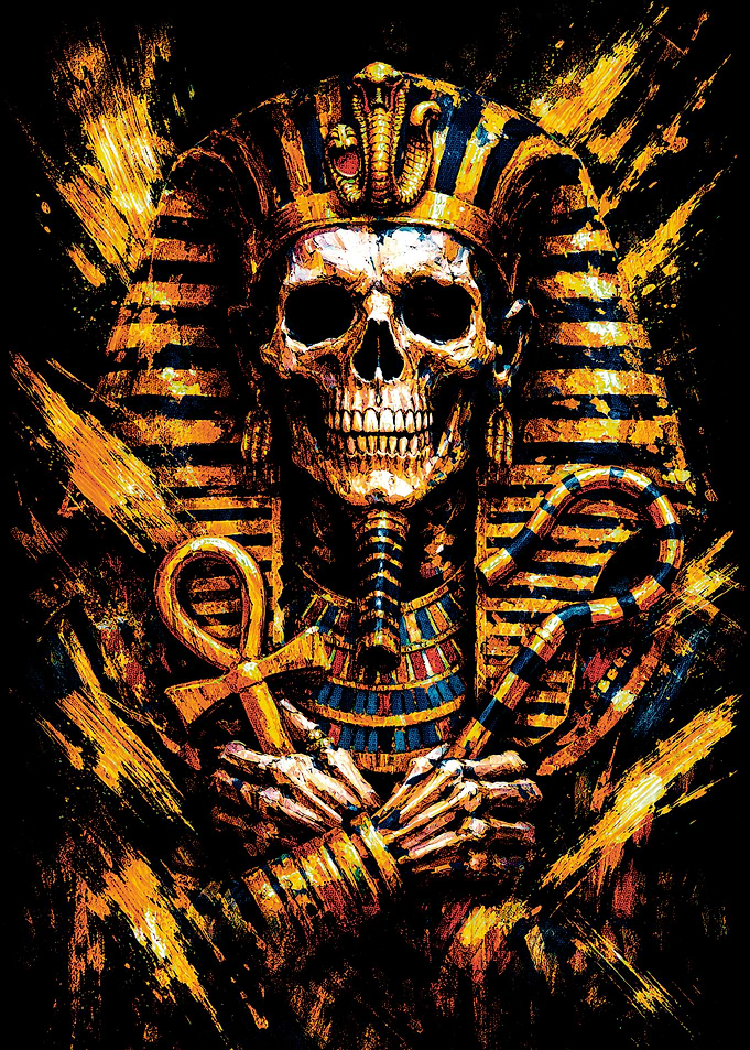 Pharaoh Skull with Ankh