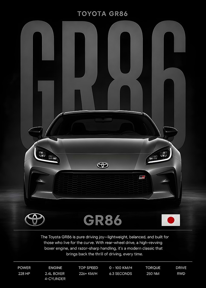 Toyota GR86 Sports Car Poster