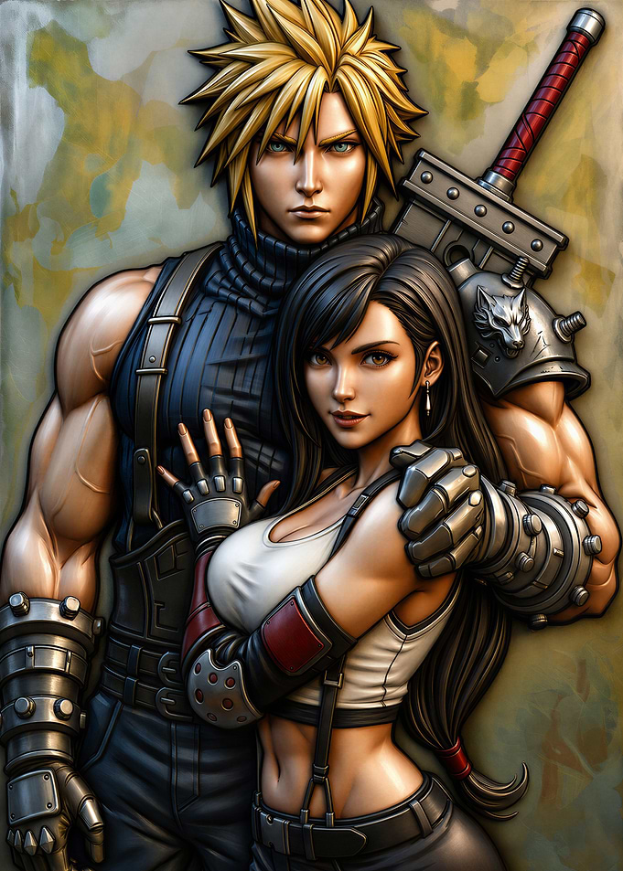 Cloud and Tifa Embrace