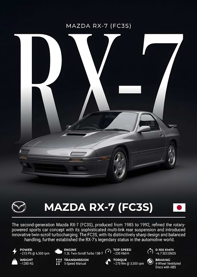 Mazda RX-7 (FC3S) Automotive Poster