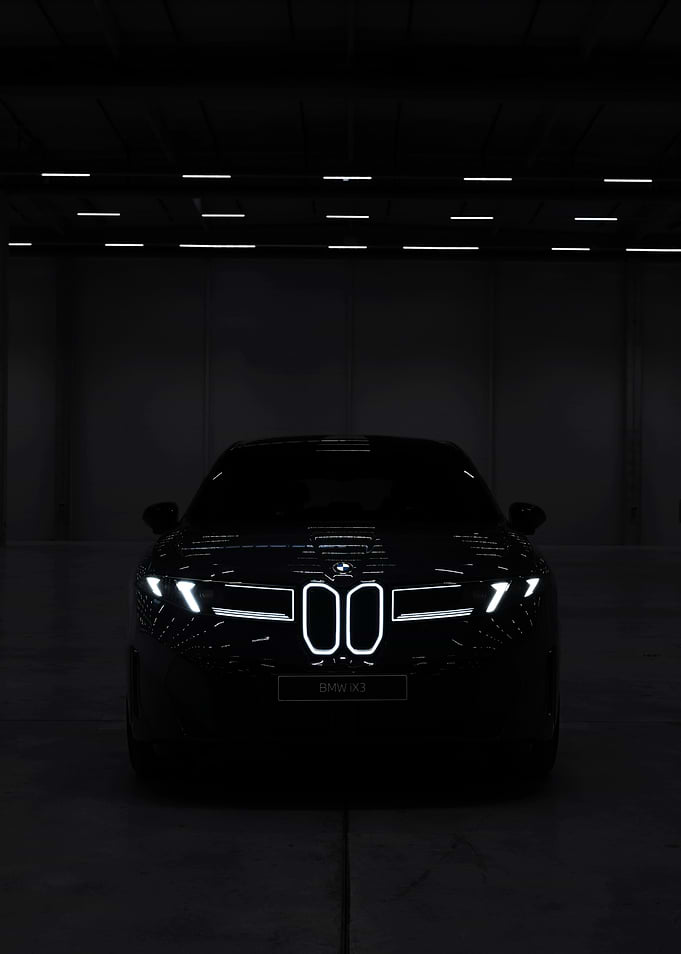 BMW iX3 Electric Car in Dark Garage
