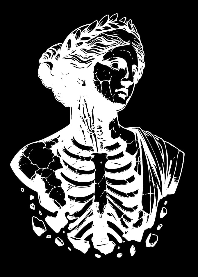 Skeleton Bust Statue