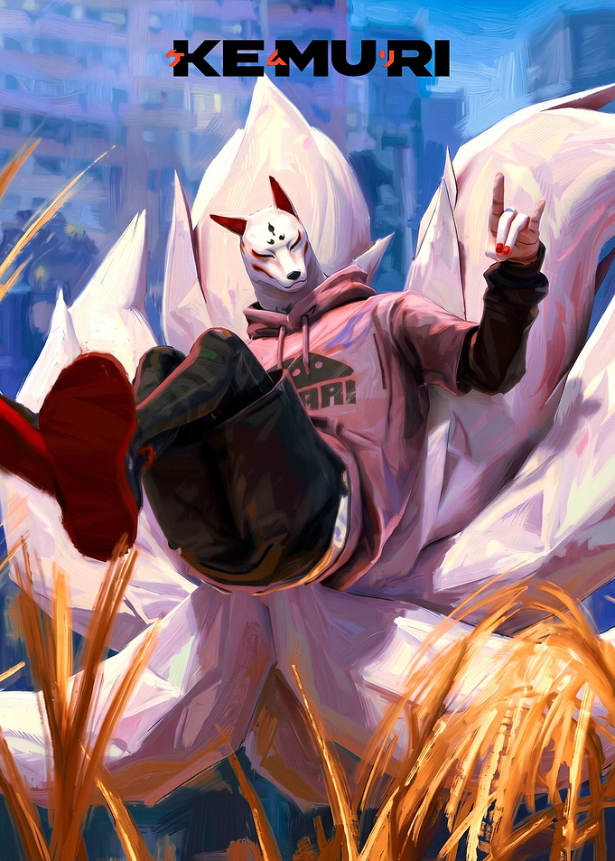 KEMURI Kitsune Mask Character Digital Art