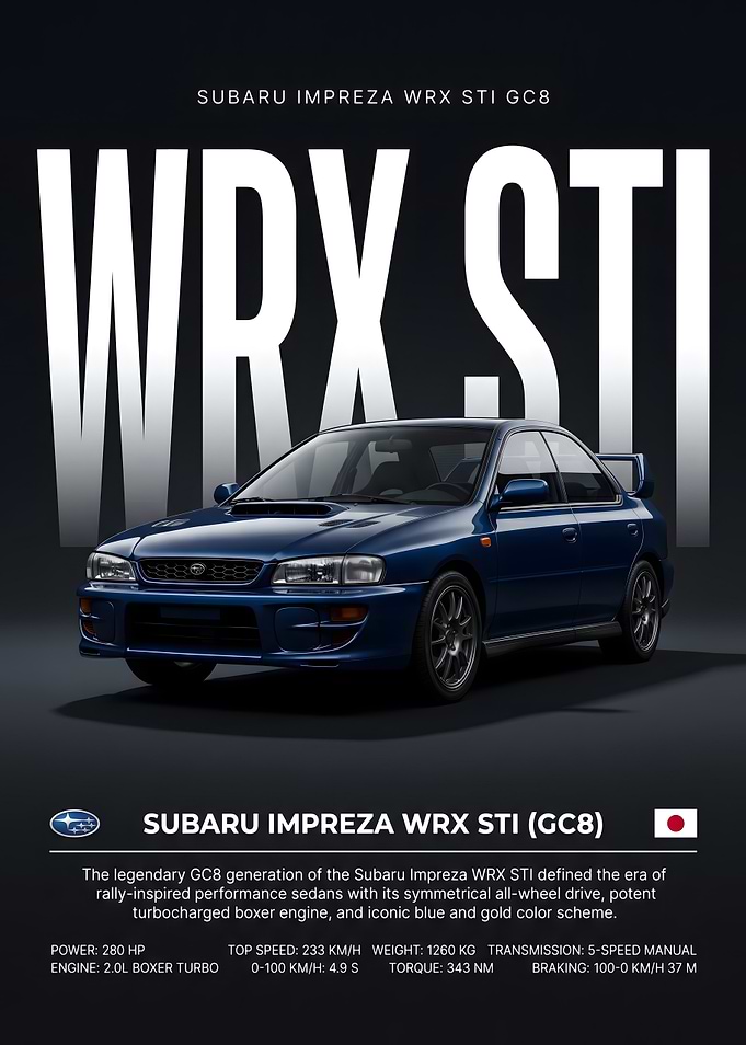 Subaru Impreza WRX STI GC8 Poster