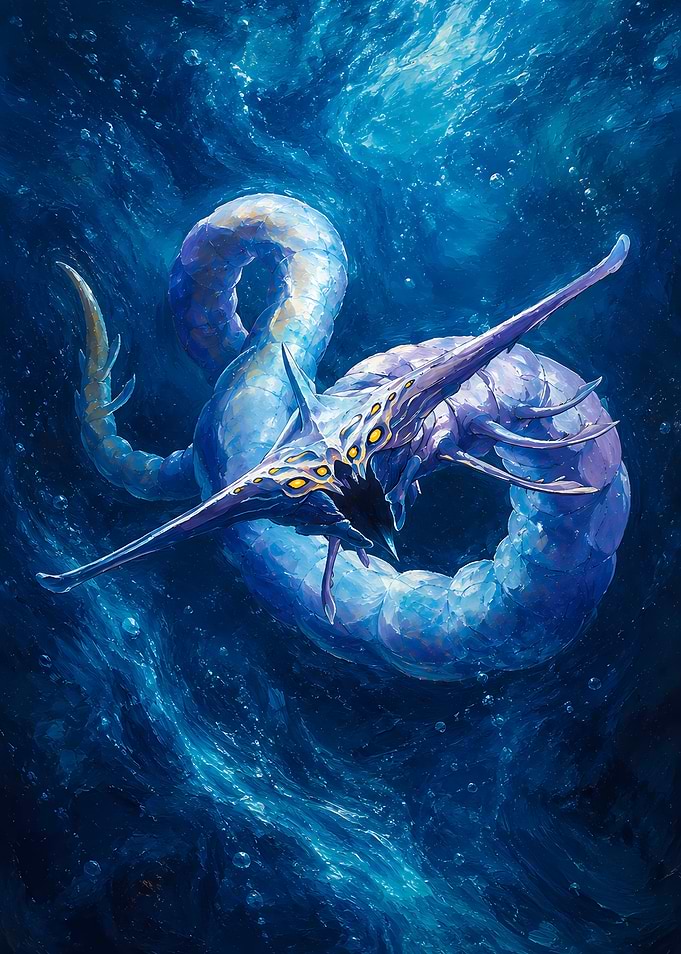 Sea Serpent in Deep Blue Water