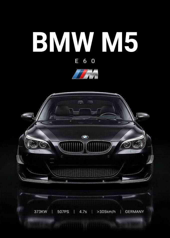 iconic black E60 Performance car Poster
