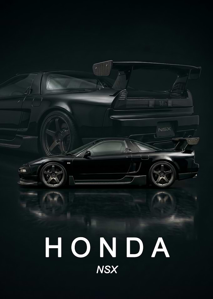 Sleek Black Honda NSX Sports Car art poster