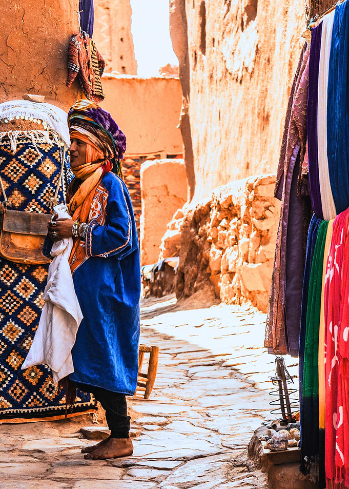 Moroccan Merchant in Traditional Attire