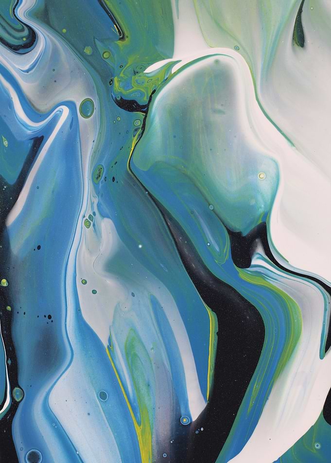 Blue and Green Fluid Abstract Art