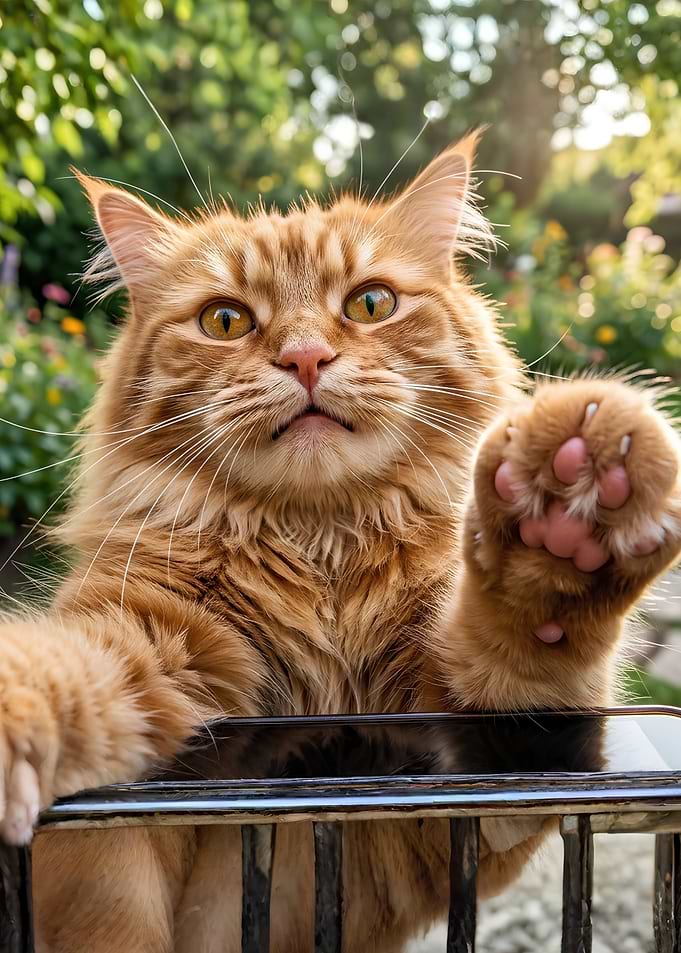 Orange Maine Coon Cat Reaching Out