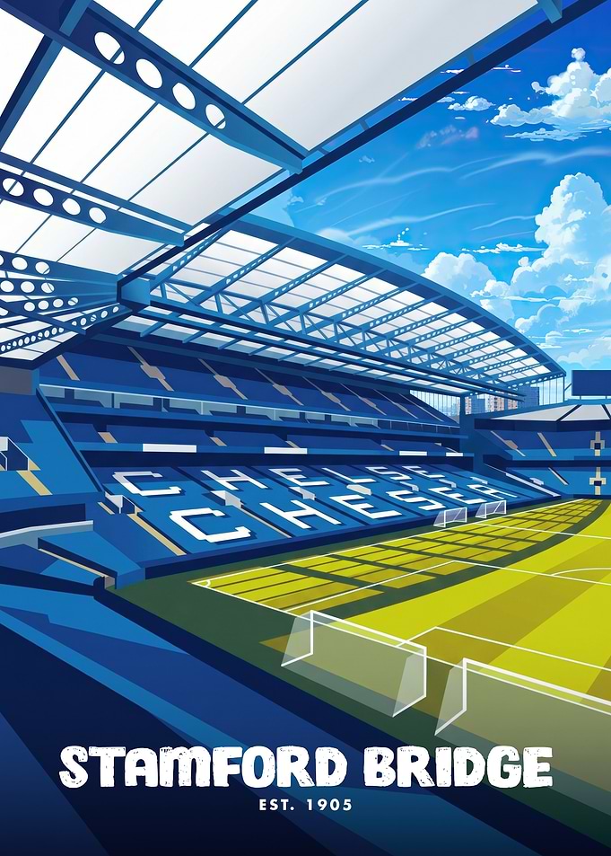 Stamford Bridge Chelsea FC Stadium Illustration