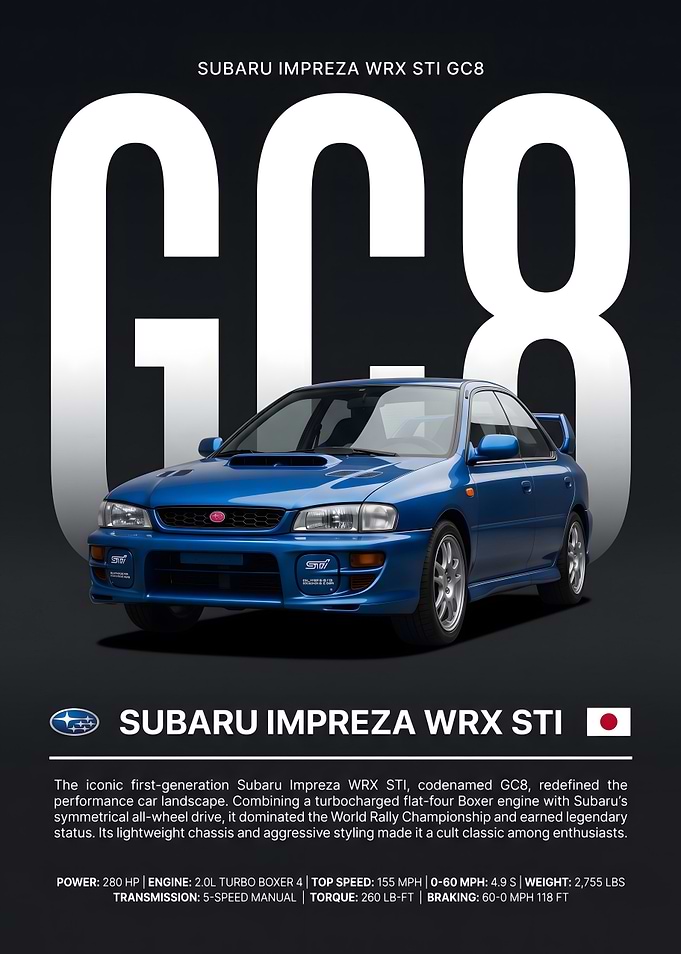 Subaru Impreza WRX STI GC8 Poster