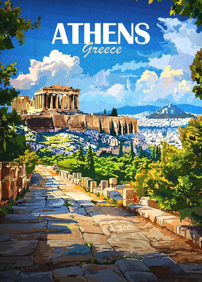 Athens Greece Travel Poster