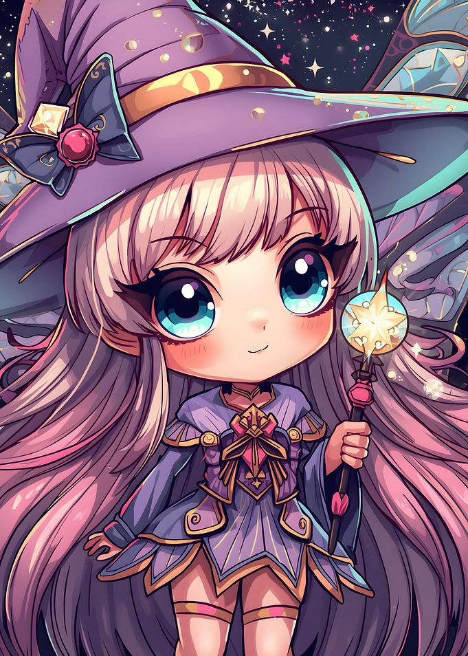 Chibi Witch with Magic Wand