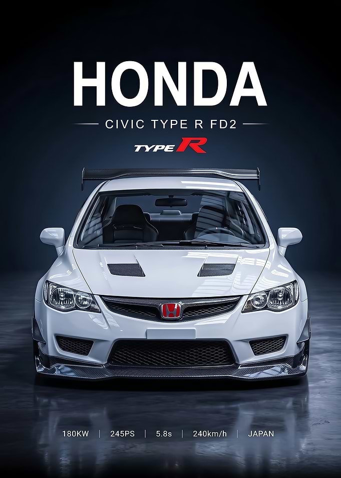sleek race Honda Civic Type R FD2 Poster