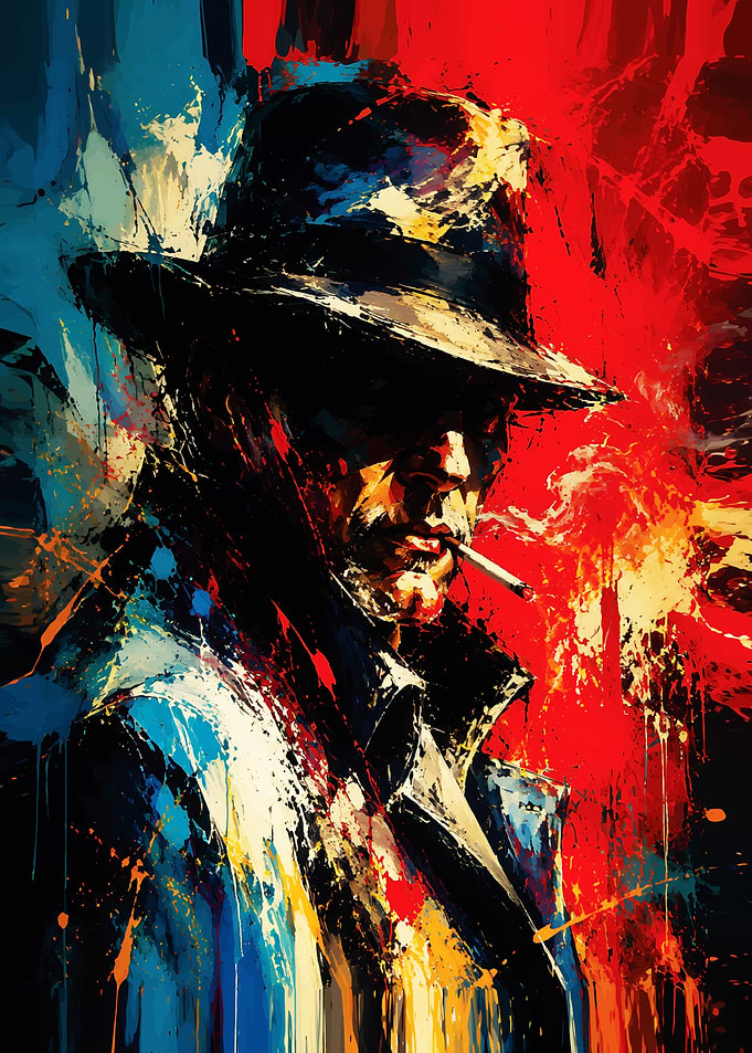 Gritty Noir Detective Splatter Art