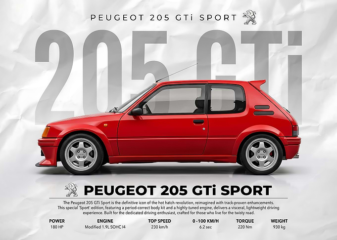 iconic Peugeot 205 GTi Sport car Poster
