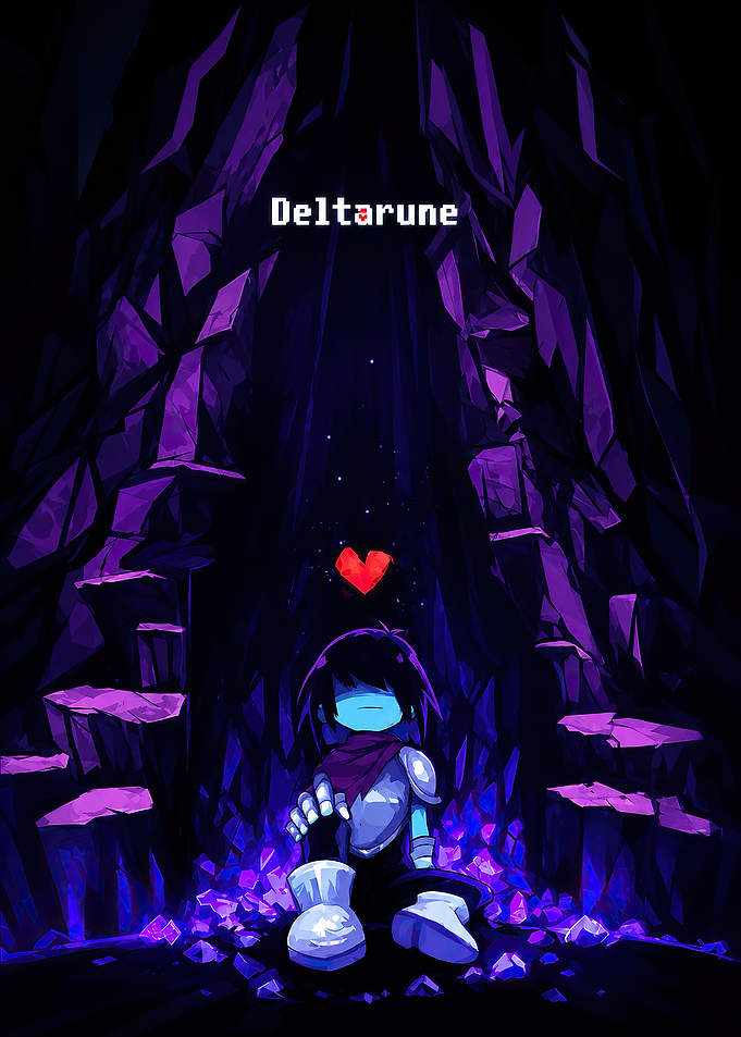 Deltarune Kris in a Crystal Cave