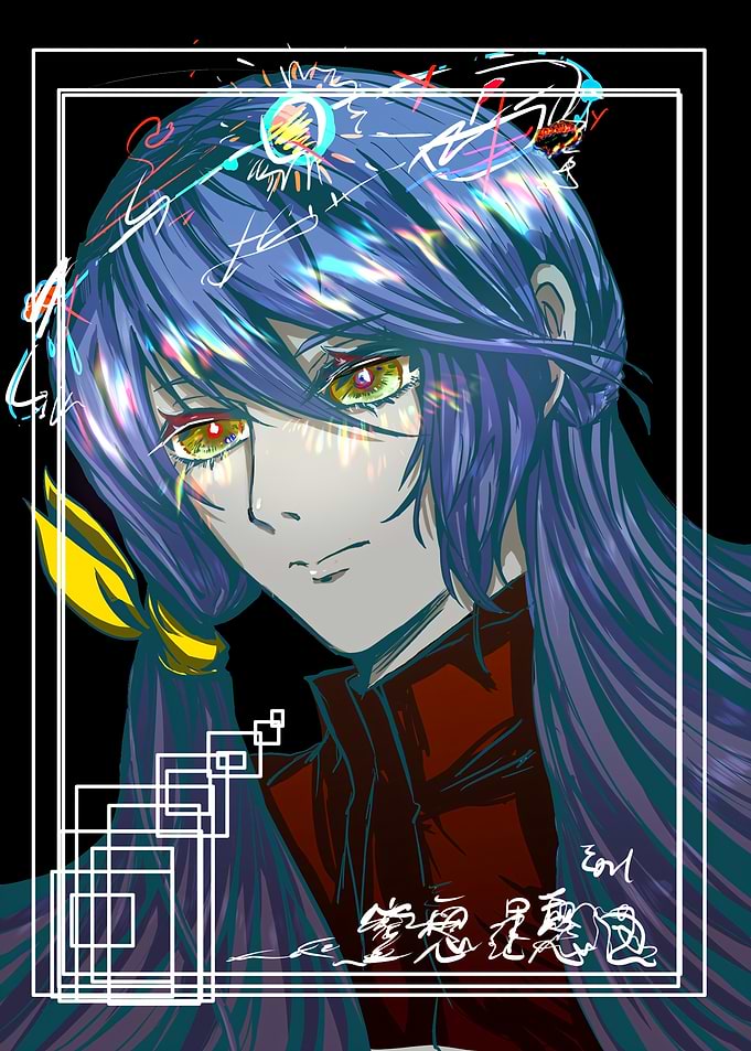 Anime Portrait with Iridescent Hair