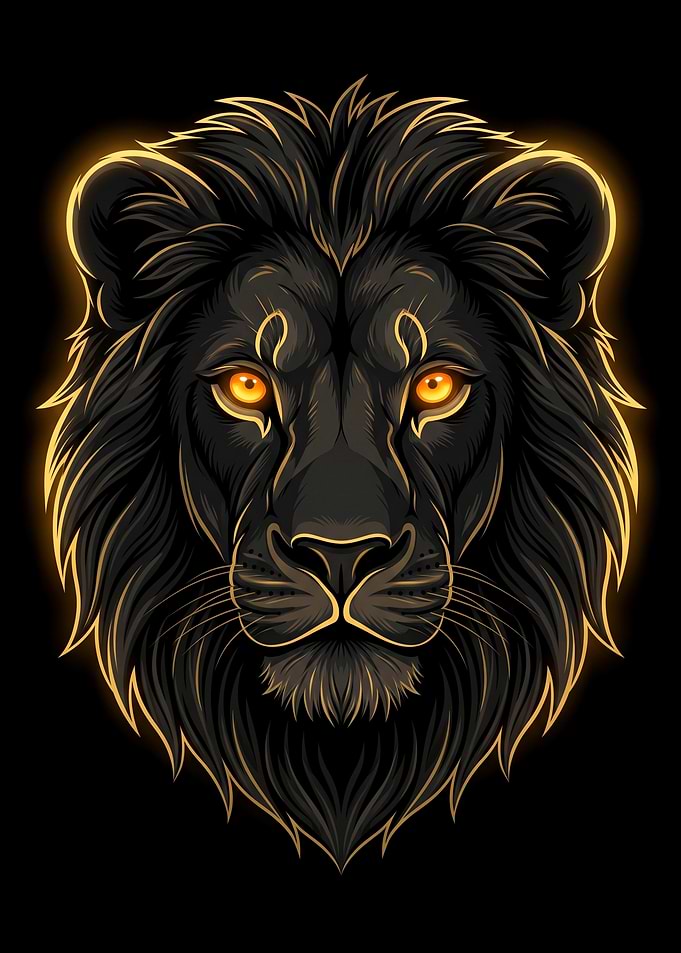 Minimal Luxury Black Lion