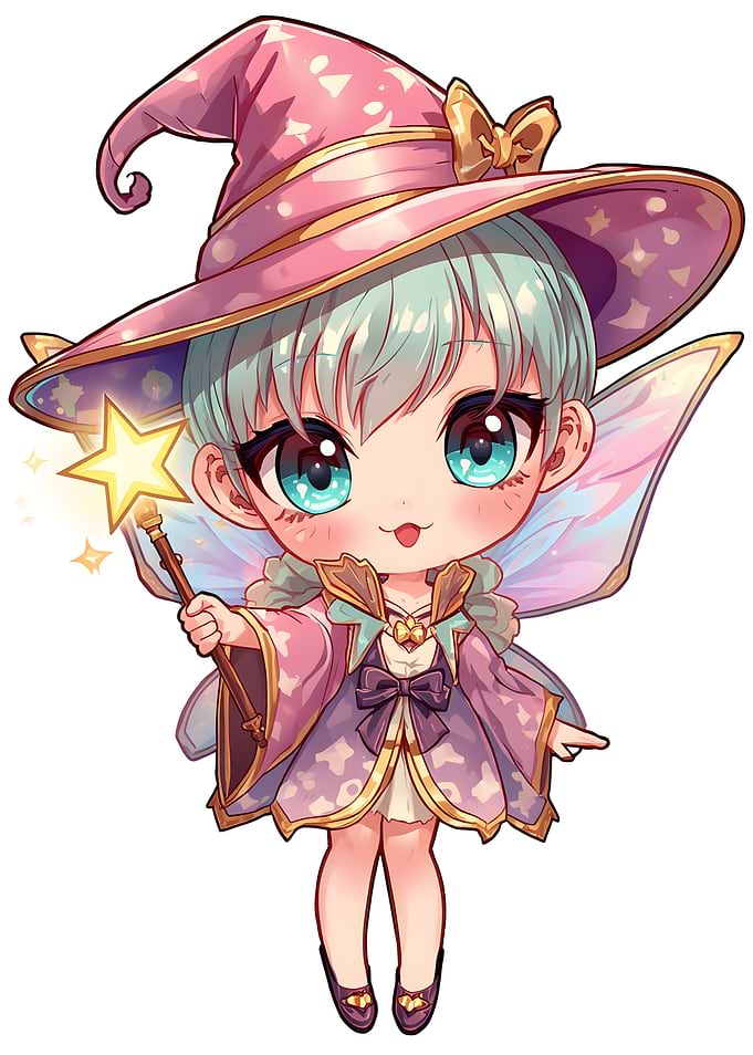 Chibi Fairy Witch with Magic Wand