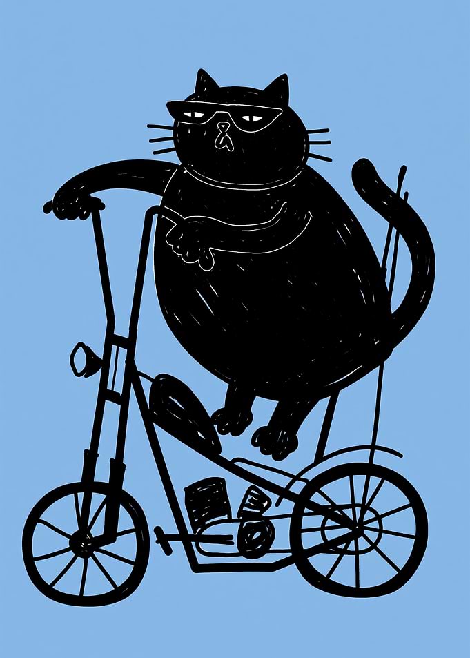 Cool cat riding a motorcycle