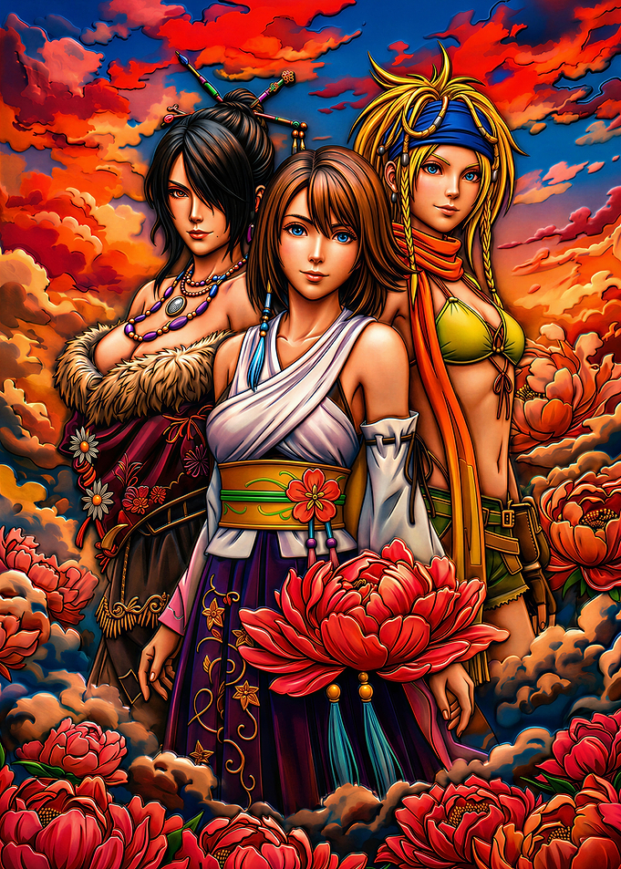Final Fantasy X Trio with Flowers