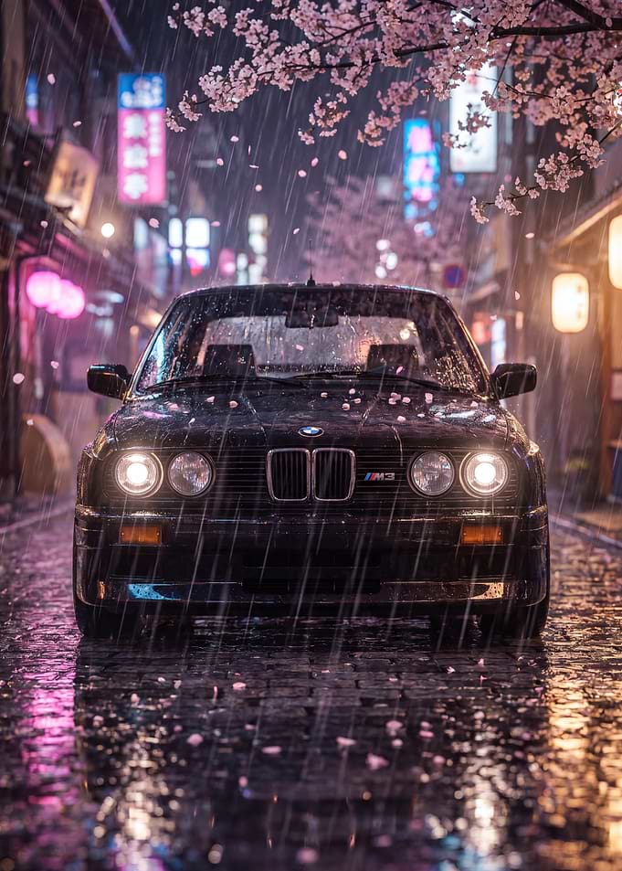 BMW M3 E30 in Rainy Tokyo Street