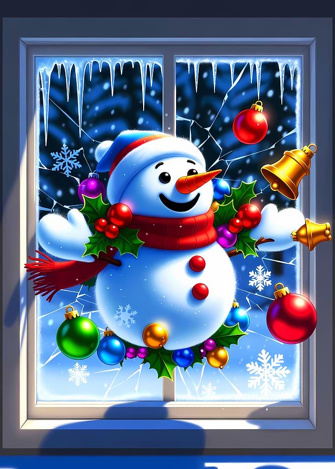 Snowman with Christmas Ornaments