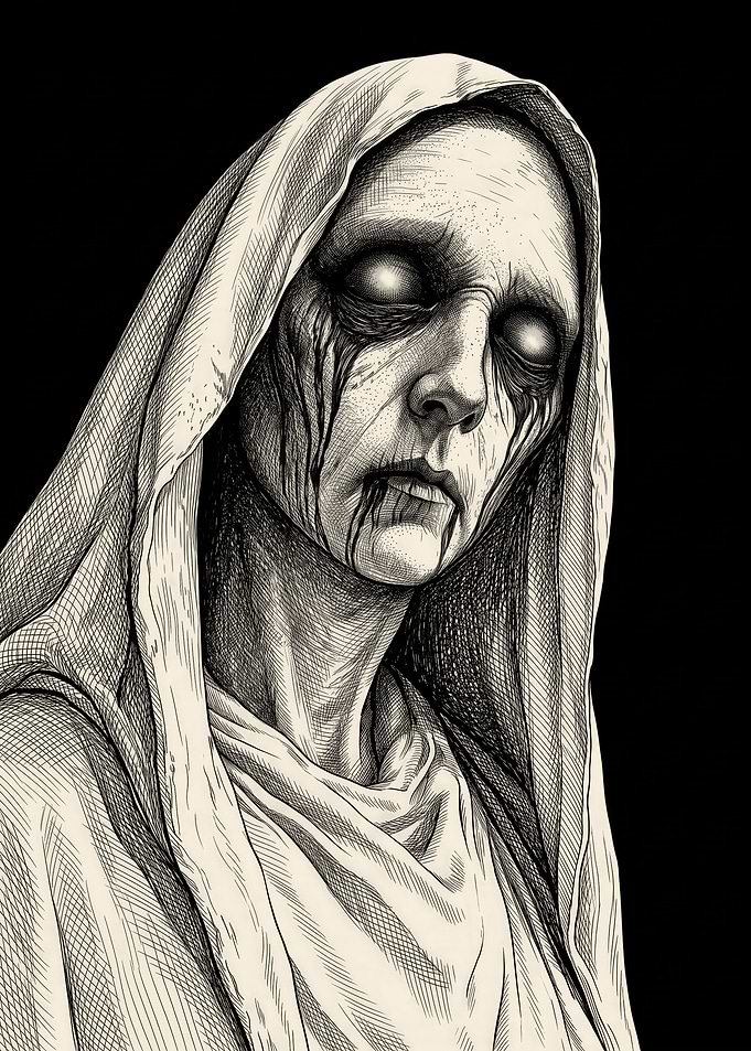 Haunting Figure in a Veil