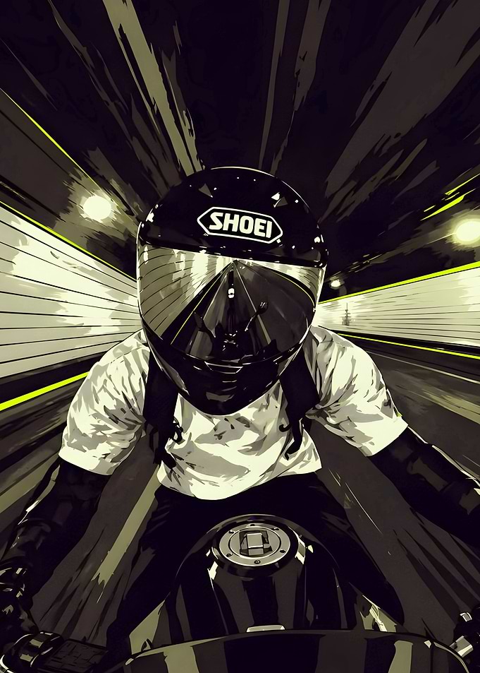High-Speed Motorcyclist in Tunnel