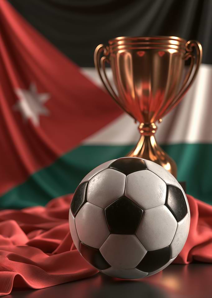 Soccer Trophy and Ball with Jordan Flag