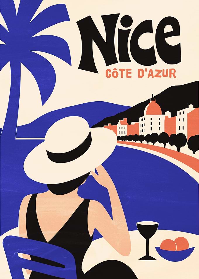 Vintage Style Nice Côte d'Azur Travel Poster