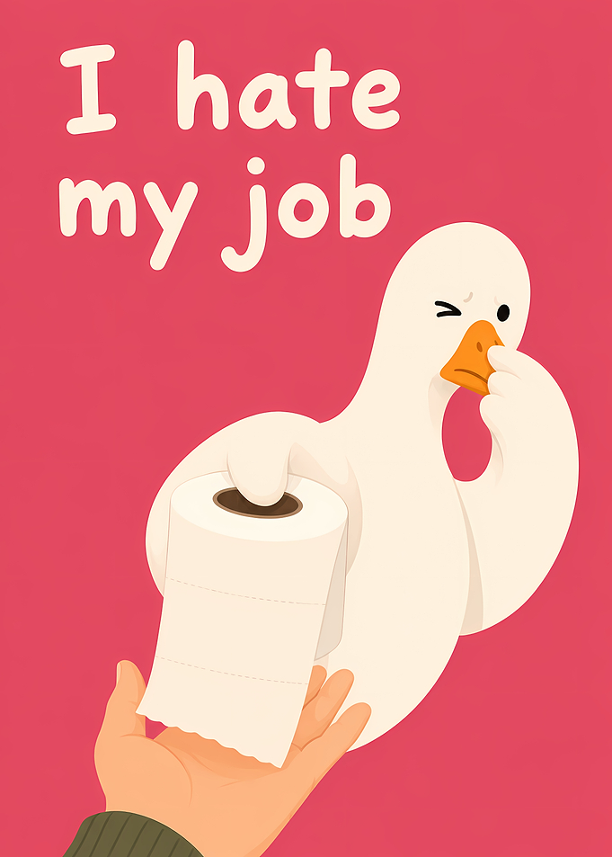 Funny Goose Holding Toilet Paper